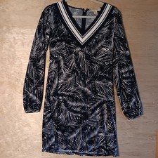 Michael Kors Womens Small Dress Dark Blue Palms White Summer Outdoor Breathable