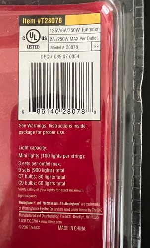 Westinghouse Holiday 3-Outlet w/5 F/X Remote Indoor String Lighting w/Remote NOS - Picture 14 of 24