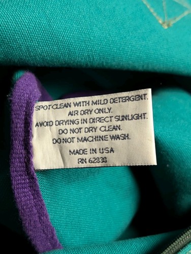 VTG Lands End Lighthouse Duffle Bag Travel Green Blue Turquoise Made in USA - Picture 8 of 8