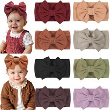 C LLOT 8 Colors Super Stretchy Soft Knot Baby Girl Headbands with Hair Bows Nylo