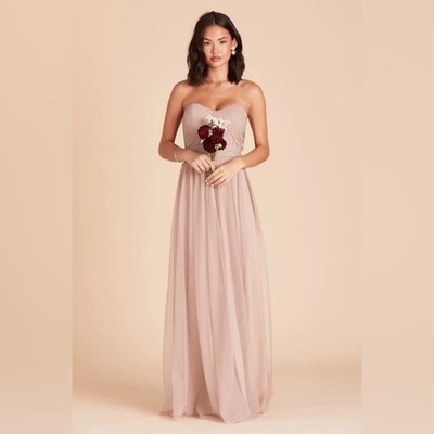 Birdy Grey Christina Convertible Bridesmaid Dress in Tulle Sandy Taupe S  NWT | eBay