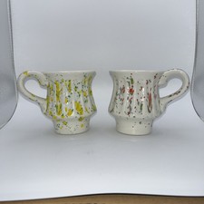 2 MCM-Style Speckled Mugs Signed Mid-Century ...