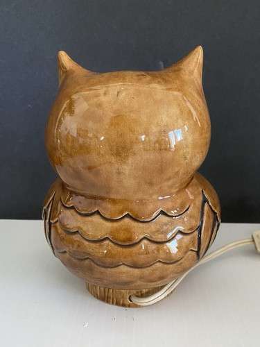 Vtg Handcrafted Ceramic Owl Table Lamp Night Light Retro 1970s Mcm Decor Flawed - Picture 8 of 24