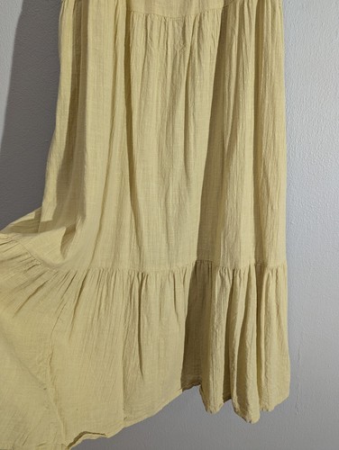 Billabong Maxi Dress Size L Sun Lovers Boho Yellow Cotton Tie Up Straps - Picture 4 of 18