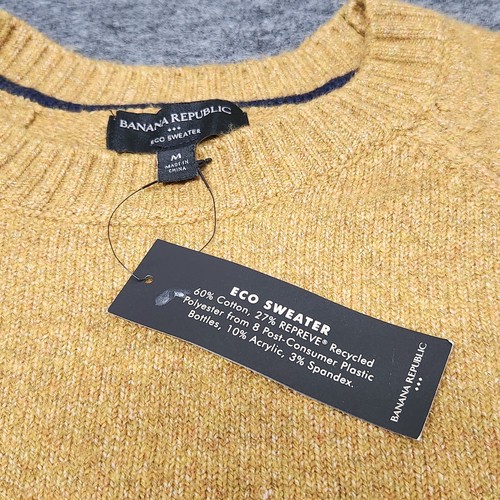 Mens Banana Republic Golden Yellow Eco Crewneck Pullover Sweater Medium NEW - Picture 3 of 7