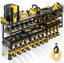 49" Tool Organizer, 4-Tier 12 Drill Holder, Heavy Duty Storage Rack for Garage