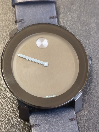 Movado Bold TR90  Black Stainless Steel Case with Black Leather Strap Men's - Picture 15 of 15