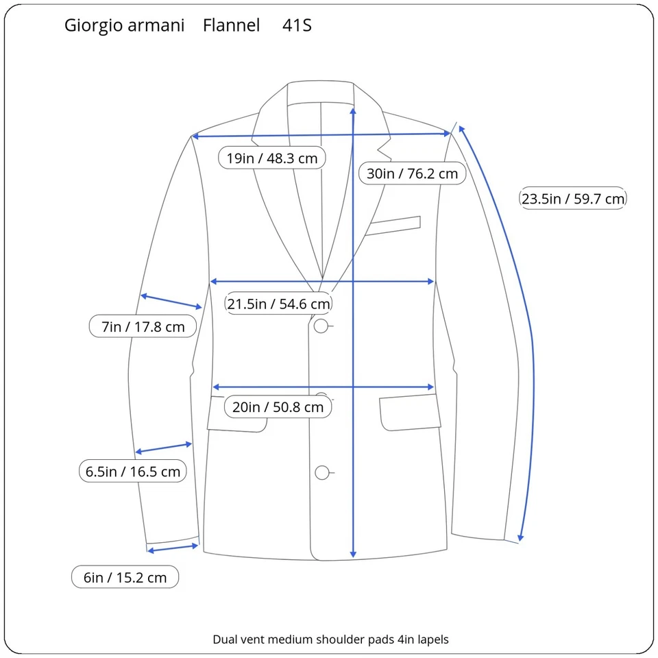 Vtg Giorgio Armani Flannel Suit 41S 34x29 Charcoal Pinstripe Ticket Pocket 40s - Image 2 of 4