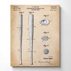 Baseball Bedroom Decor, Baseball Bat Patent Canvas Print