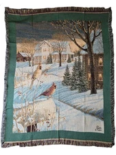 Sam Timm Mohawk Home Cardinal Holiday Throw Blanket Tapestry Made in USA 51"x57"