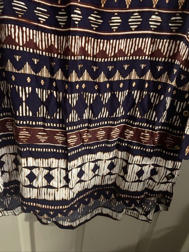 TABLE EIGHT COLLARED TRIBAL PRINT LONG SLEEVE KNEE LENGTH VISCOSE DRESS SIZE 12 - Picture 8 of 16