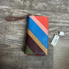 Fossil Jori  Zip Clutch Wristlet Wallet Light Patchwork Brown $98 Msrp