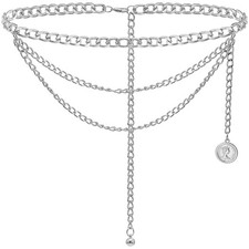 Multilayer Chain Belts Gold Silver Waist Belt for Women Metal Body Chain for ...