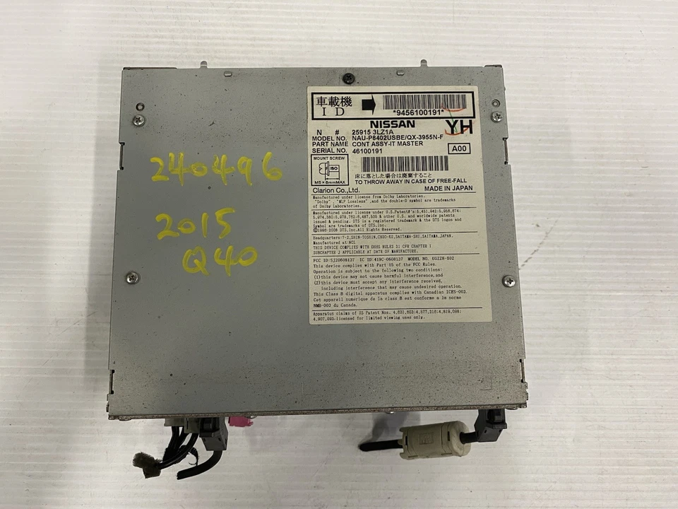 Nissan Infiniti Q40 2015 CD navegación radio receptor unidad principal OEM 25915-3LZ1A Foto 2 de 4