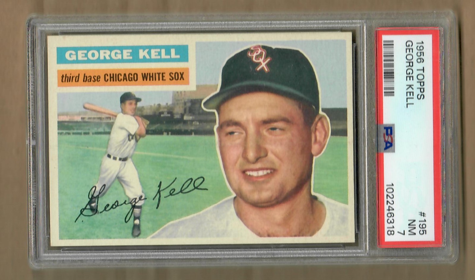 1956 TOPPS #195 GEORGE KELL PSA 7  **CRisp**