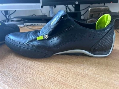 Puma En Route Low Zipped Men's Black Leather Motorsport Sneakers Lime Size 12 UK - Image 1 of 4