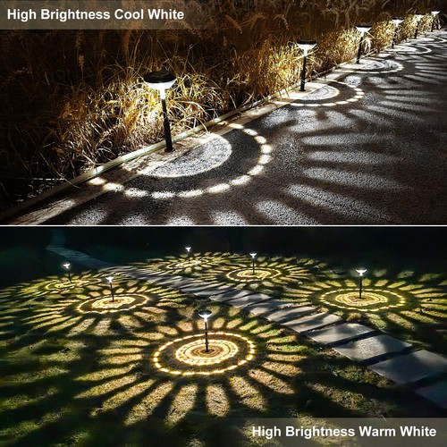 Luci Solari Luminose Percorso Confezione da 8, Bianco Caldo + LED Bianco Freddo Esterno IP67... - Foto 2 di 6