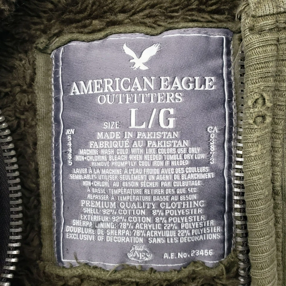 Sudadera con Capucha Y2K American Eagle Piel Sintética Forrada Sherpa Cremallera Completa Envejecida Para Hombres L Gruesa Foto 3 de 4