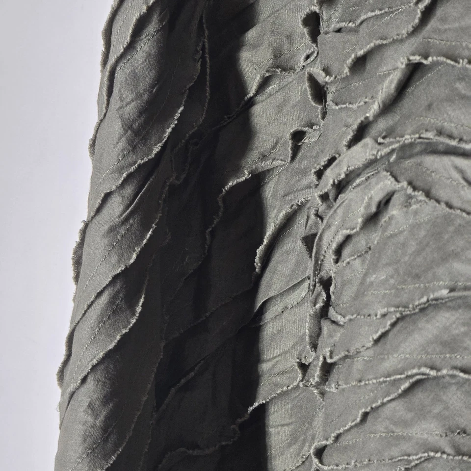 Falda midi Ideology 10 hadas duende caprichoso hippie boho borde crudo verde oliva Foto 3 de 4