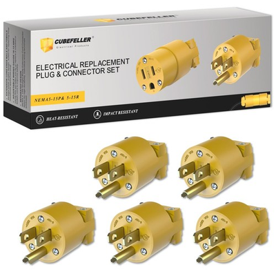 #ad Electrical Replacement Plug amp; Connector Set 15A 125V 3 Prong 5 Pack $15.63