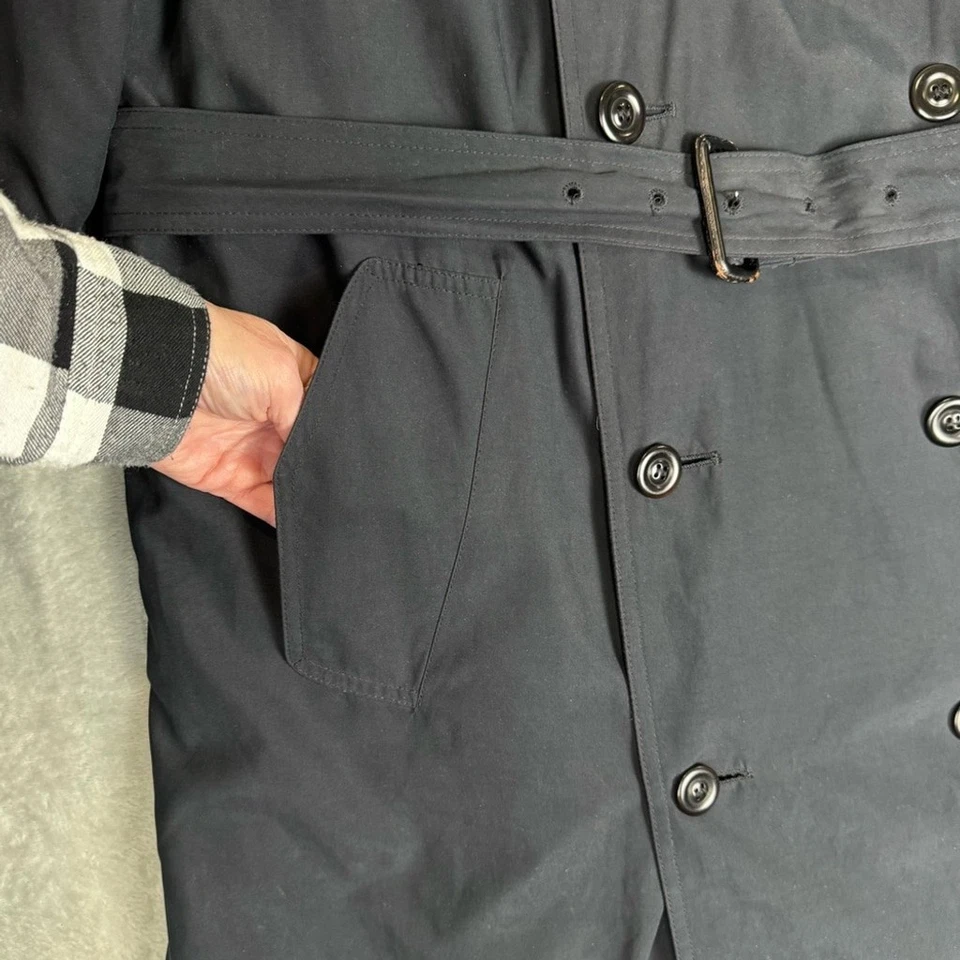 Gabardina London Fog para hombre negra de lana forro con cremallera bolsillos con cinturón 42 regular Foto 4 de 4