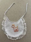 Giraffe Cabbage Patch Kid Lacy Embroidered Baby Doll Bib Vintage CPK Accessory