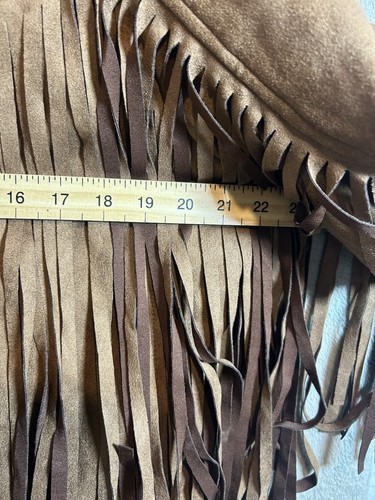 Chartou braune Wildlederimitat Fransen Jacke Western Festival Style Größe USA XL - Bild 5 von 14