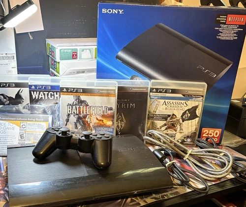 SONY PlayStation 3 PS3 250GB Bundle Super Slim Console System W/ Box & Games!!!