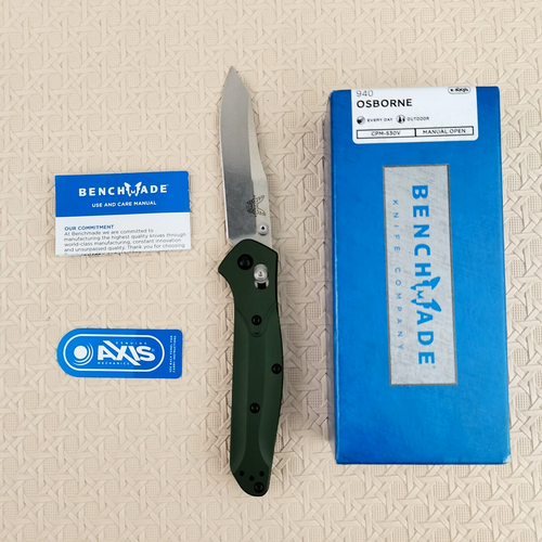 Benchmade 940 Osborne CPM-S30V Stainless Steel Green Aluminum Folding Knife - Picture 11 of 12