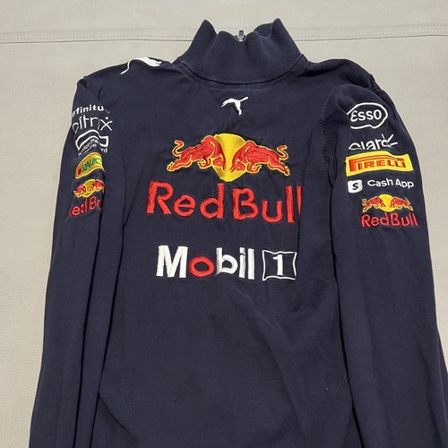 Puma Red Bull Pirelli Formula Racing F1 Team 1/4 Zip Mobil 1 Navy Sweater-L-9402 - Picture 2 of 10