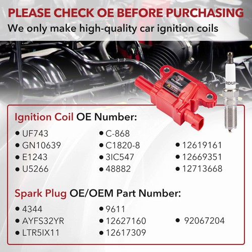 8 Pack UF743 Ignition Coils & Spark Plugs & Spark Wire For Chevy Tahoe GMC Yukon - Picture 5 of 17