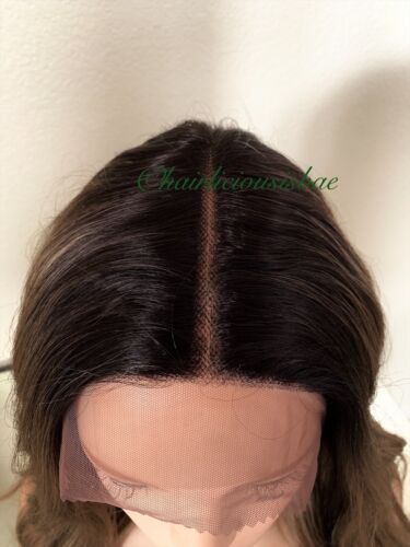 sandy Champagne Ash blonde wig Lace Front Ombré Middle Part 18” Wavy Heat Ok - Picture 2 of 7