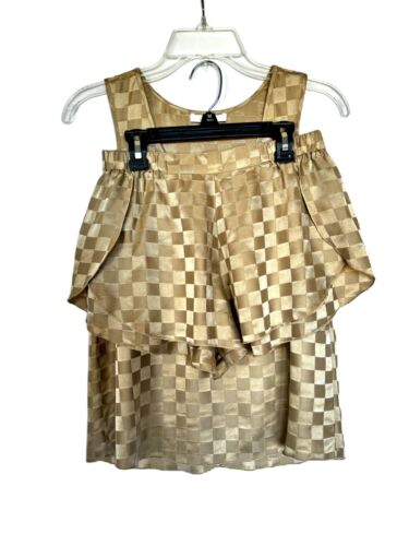 Juego de pijamas de seda lavable Lunya talla L nuevo beige a cuadros jacquard - Imagen 2 de 10
