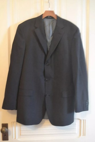 CHARCOAL GRAY TWO-PIECE WOOL PANTS SUIT BY HUGO BOSS ~ 42L "FLAWS" - Picture 2 of 21