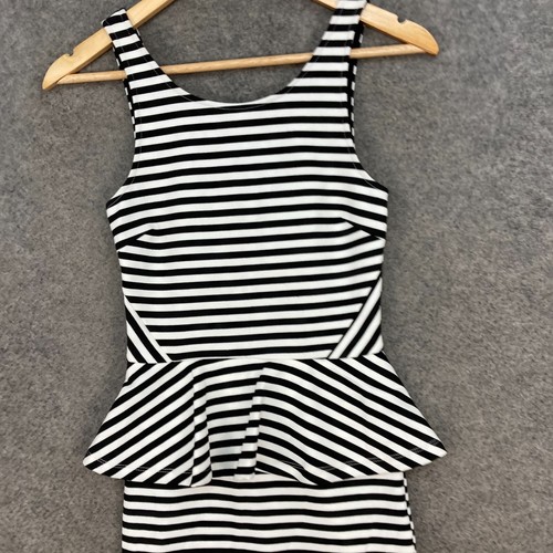 Dotti Womens Dress Size 6 White Striped Sleeveless Pencil Bodycon Stretch 23114 - Picture 3 of 12