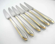6 Dinner Knives ESTASI Alessandro for Mikasa 18/8 Stainless Steel Flatware Japan