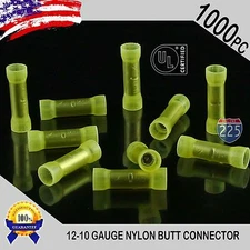 1000 Pack 12-10 Gauge Wire Butt Connectors Yellow Nylon 12-10 AWG Crimp Terminal