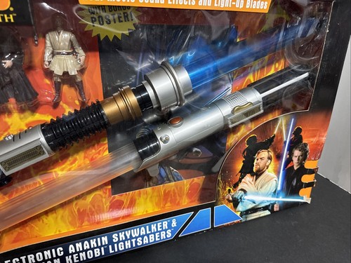 Rare Star Wars ROTS Electronic Anakin Skywalker Obi-Wan Kenobi Lightsaber 2-Pack - Picture 14 of 14
