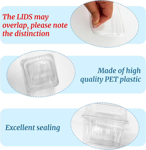 50 Pcs 8OZ Plastic Dessert Cups with Lids and Spoons,Square Parfait Cups,Disposa - Picture 3 of 12
