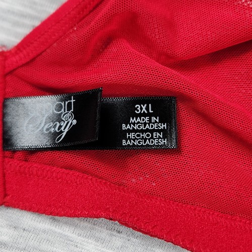 Sheer Mesh Demi Bra Wirefree Medium Coverage Womens Plus Size 3XL Red - Picture 8 of 8