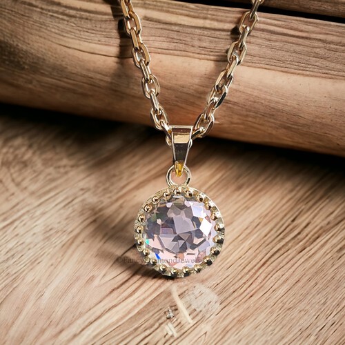 Antique Rose Cut Pendant Round Rose Cut Colorless Moissanite Pendant FD136 - Picture 1 of 10