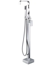 HelixBath Plitvice Twisted Neck Modern Tub Faucet Chrome Hand Shower