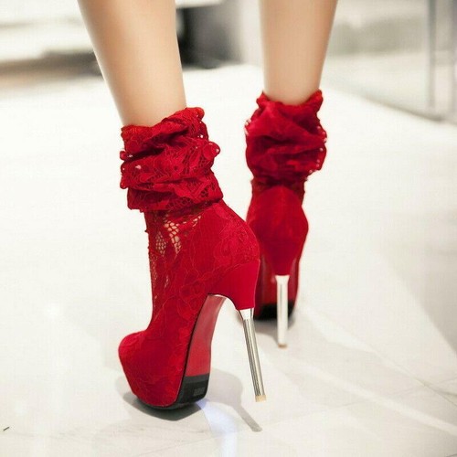 Sexy Overknee Sandals Boots Women's Lace High Heels Platform Pumps Clubnight - Picture 6 of 14