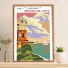 Puerto Vallarta Mexico Travel Wall Art Retro Vintage Style Wall Art Decor Poster