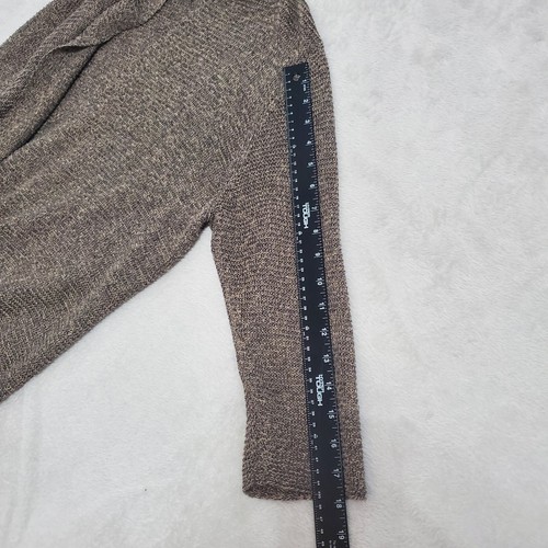 Eileen Fisher Cardigan Donna L Marrone 100% Lino Aperto davanti Manica Lunga Neutro - Foto 8 di 11