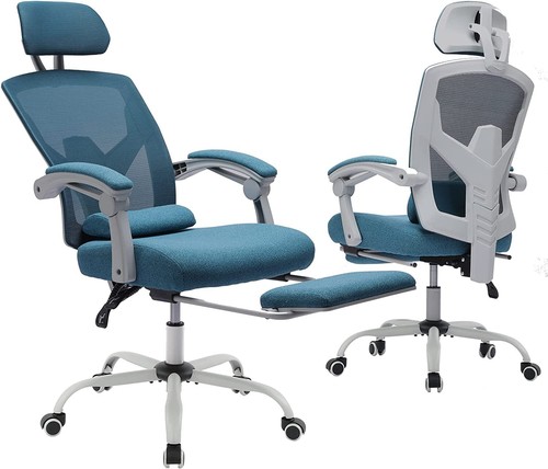 Ergonomic High-Back Mesh Office Task Chair with Adjustable Headrest Footrest - Picture 16 of 19