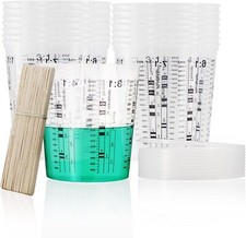 25pcs Plastic Measuring Cups Paint Mixing Cups 64oz with 10pcs Lids 25pcs 64oz