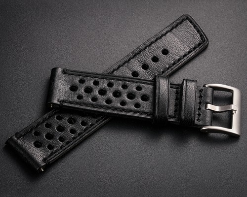 Quick Release Perforated Genuine Leather Watch Band 18 20 22 24mm Soft Strap - Picture 29 of 30