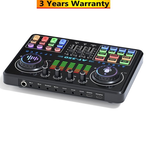 AT350 Live Streaming Kit 48V Professional Audio Sound Card Condenser Mic +Tripod - 第 3/3 張圖片