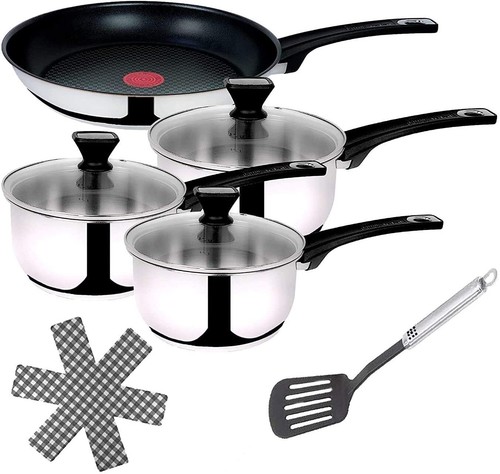 Tefal B12598 Jamie Oliver Edelstahl 9TLG Topfset 16,18,20cm +Pfanne24cm Antihaft - Bild 1 von 5